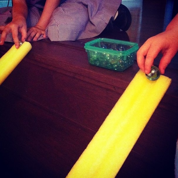 Pool Noodle + Marbles = BEST FUN EVER School Mum