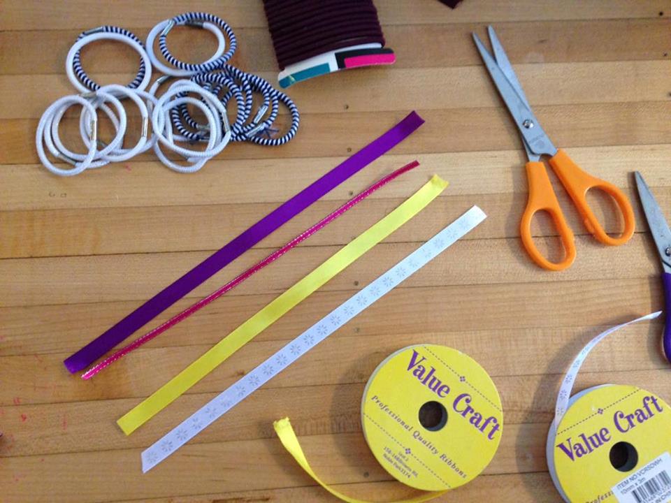making hair ties with ribbons