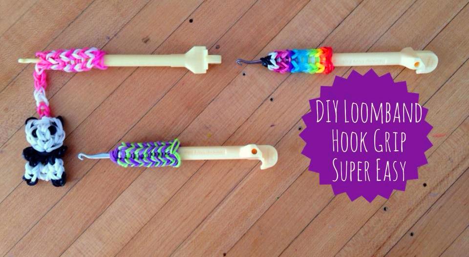 Rainbow loom crochet hook grip - Crocket hook loom band Tutorial 