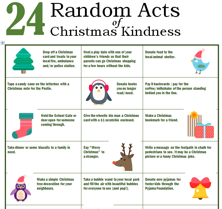 24 Random Acts Of Christmas Kindness (with printable) - School Mum